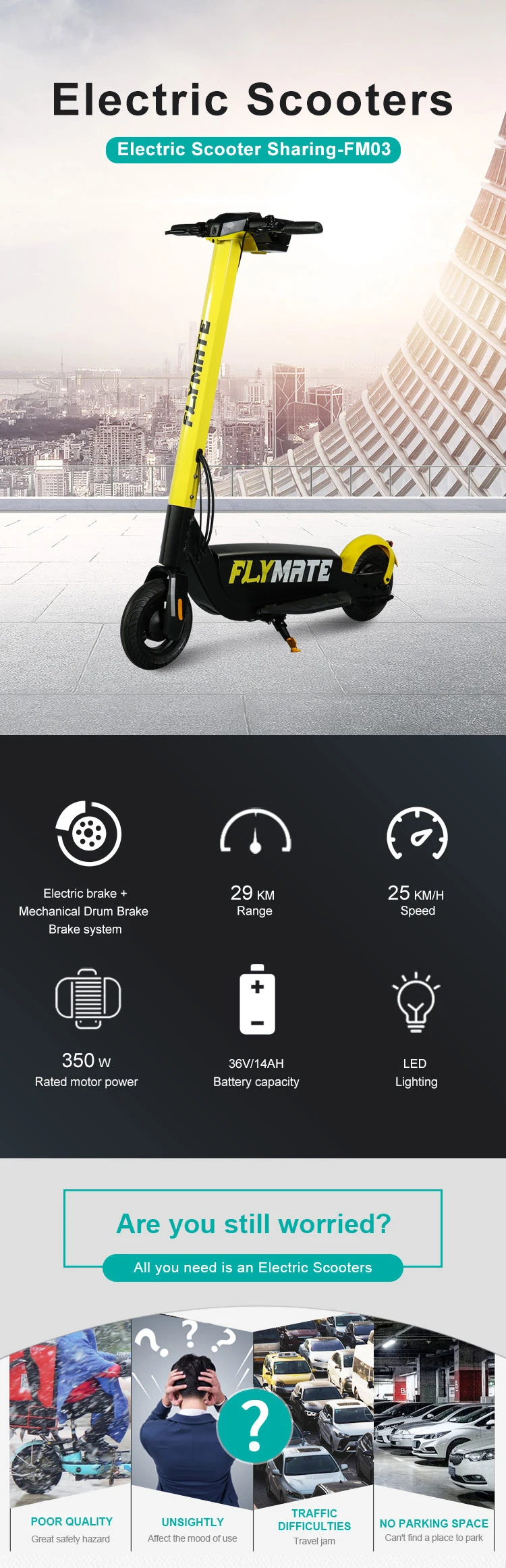 Good Quality Yellow-Black Electric Scooter for Sale