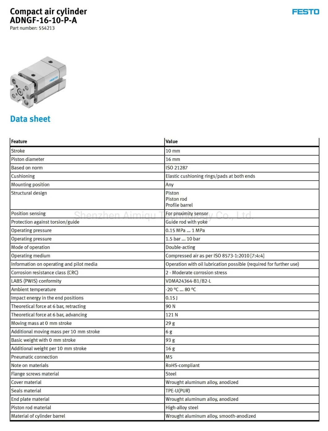 554214 Adngf-16-15-P-a of Festo Quick Reacting Induastrial Product