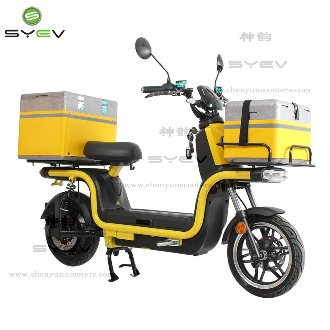 Shenyun Wholesale 120km Long Range Black/Green/Yellow/White 10inch/12inch Tyre Delivery Electric Cargo Scooter/Bike for Fast Food Pizza with Two Box