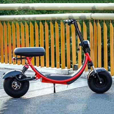 Miniscooter elétrica 48V 1000W motocicleta vermelha 16 polegadas pneu gordo velocidade máxima 40km/h bicicleta elétrica escooter